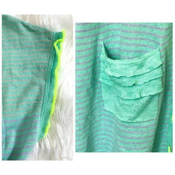 Nanette Lepore Heartbeat Striped Knit Short Sleeve Dress , Size M, blue, green - Picture 5 of 7